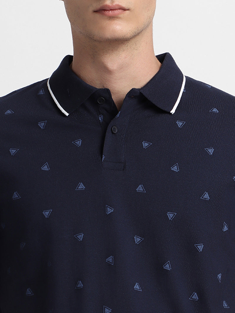 Men's Polo Neck Regular Fit Aop Navy Polo T-Shirt