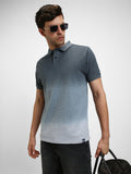 Men's Spread Collar Slim Fit Ombre Black Polo T-Shirt