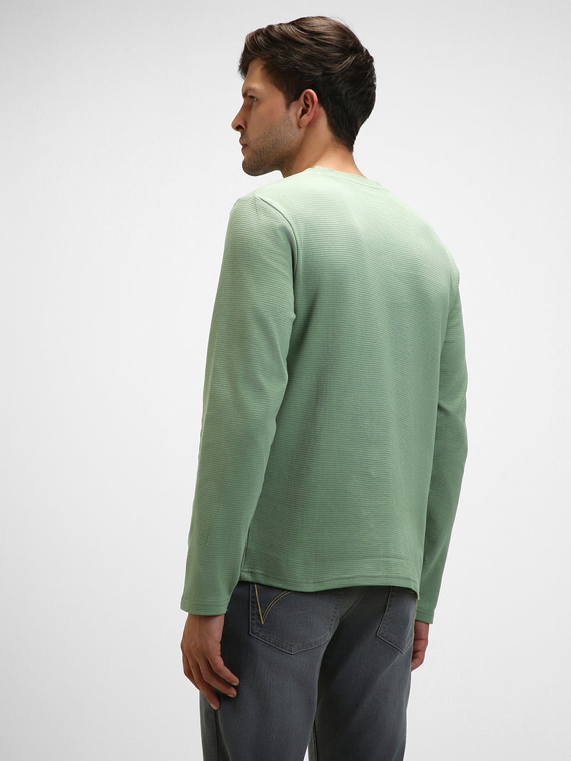 Men's Green Ottoman Full - Sleeves Casual T-Shirt