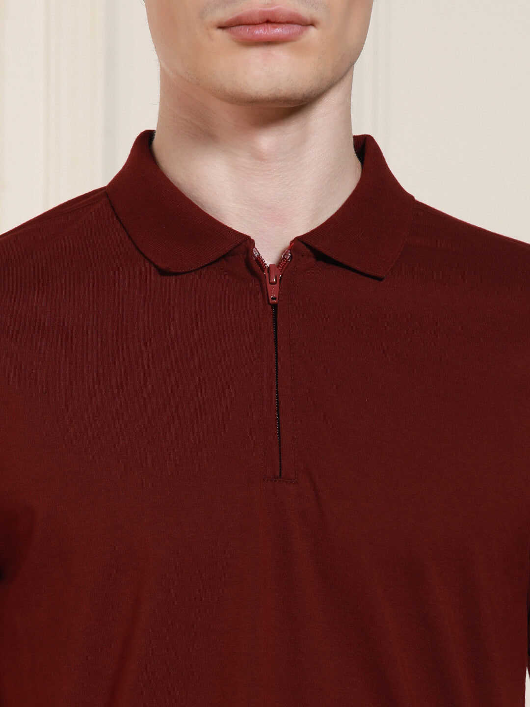 Dennis Lingo Men Maroon Solid Polo Collar Half Sleeves Casual T-Shirt