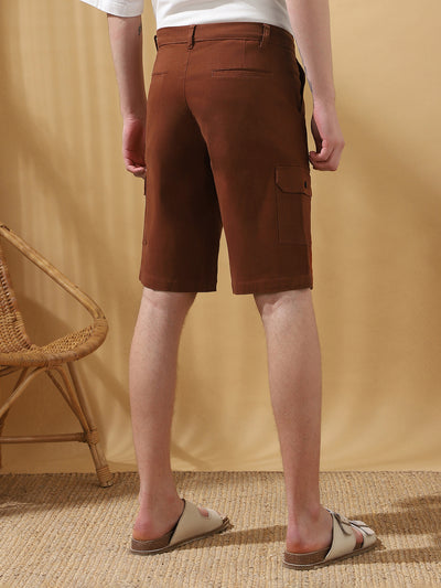 Men's Rust Solid Cargo Shorts