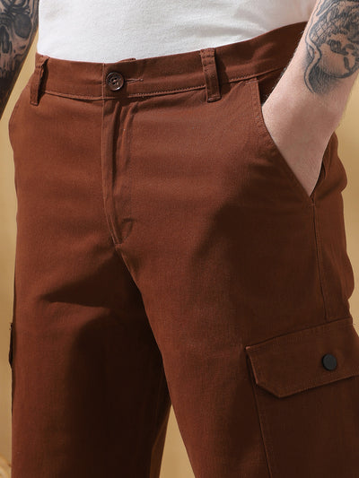 Men's Rust Solid Cargo Shorts