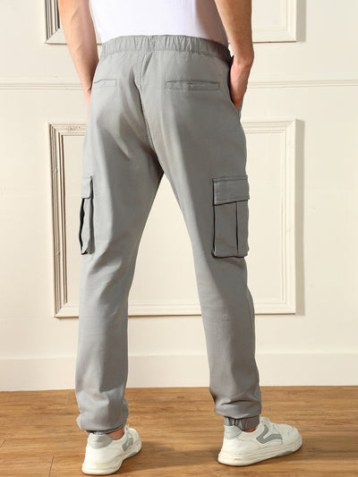 Men's Mid Grey Solid Casual Trouser