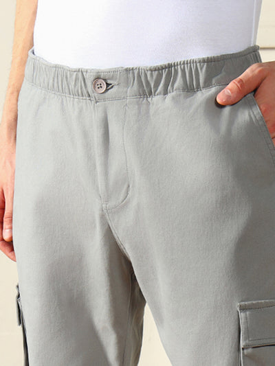 Men's Mid Grey Solid Casual Trouser