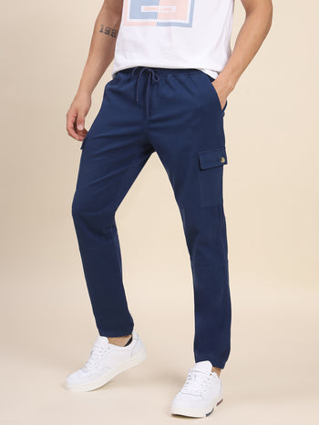 Men's Denim Blue Cargo Joggers Smart Casual Look For Season Essential