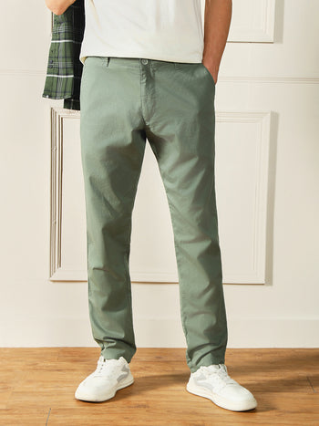 Men's Moss Green Solid Chinos