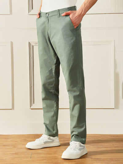 Men's Moss Green Solid Chinos