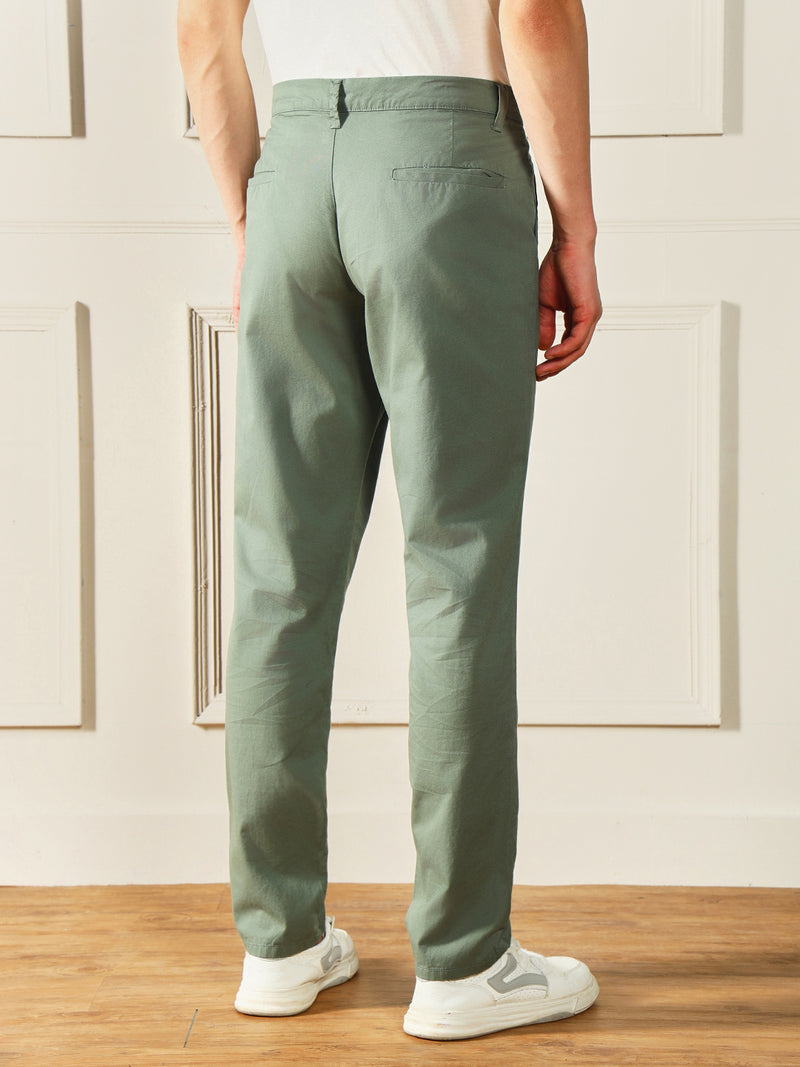 Men's Moss Green Solid Chinos