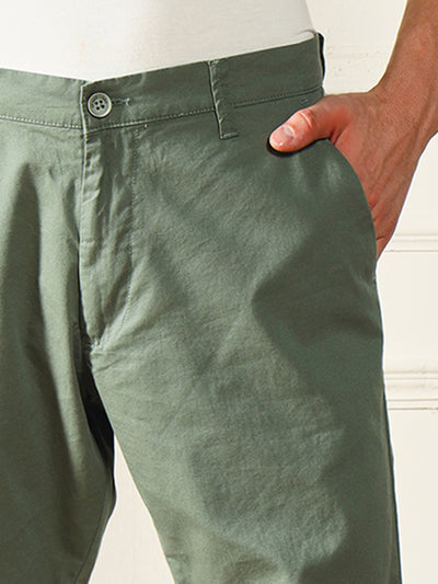 Men's Moss Green Solid Chinos