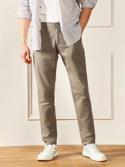 Dennis Lingo Men's Mid Khaki Solid Chinos