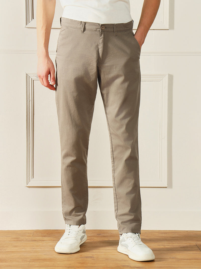 Dennis Lingo Men's Mid Khaki Solid Chinos