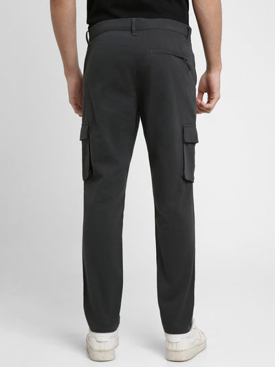 Men's Charcoal Grey Solid Cargo trousers