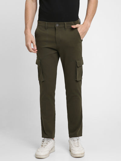 Men's Olive Solid Cargo trousers