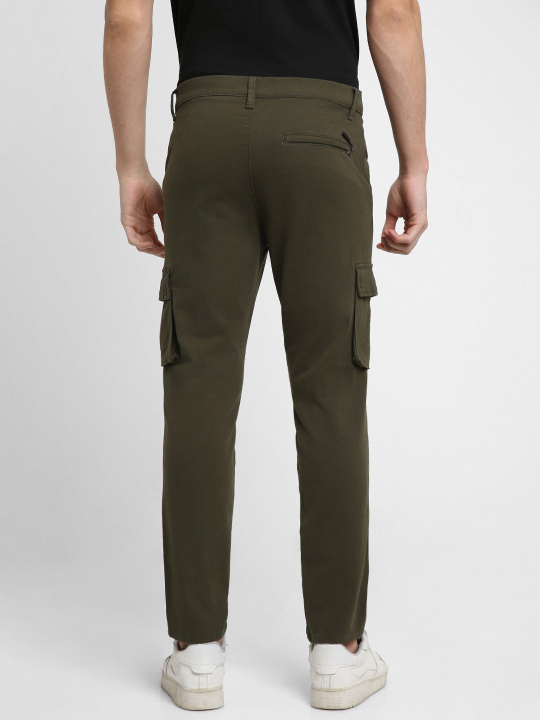 Men's Olive Solid Cargo trousers