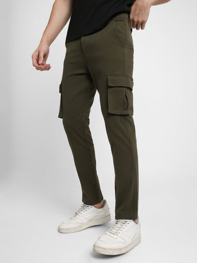 Men's Olive Solid Cargo trousers