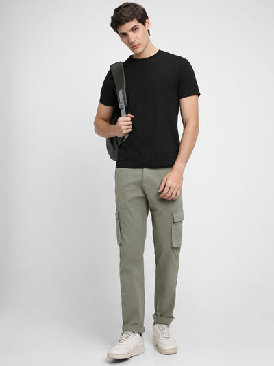 Men's Sage Green Solid Cargo trousers