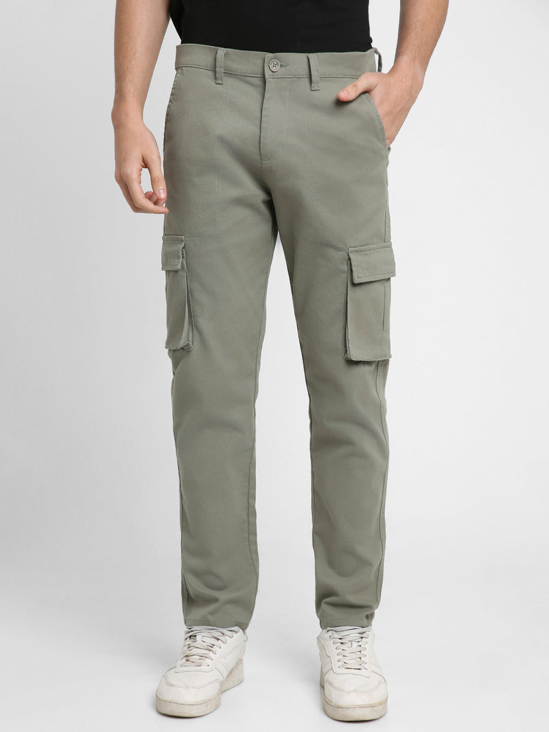 Men's Sage Green Solid Cargo trousers