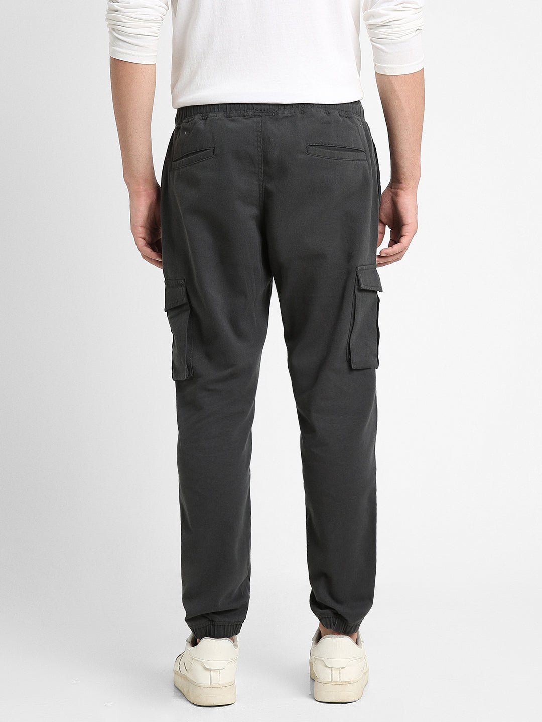 Men's Charcoal Grey Solid Cargo joggers