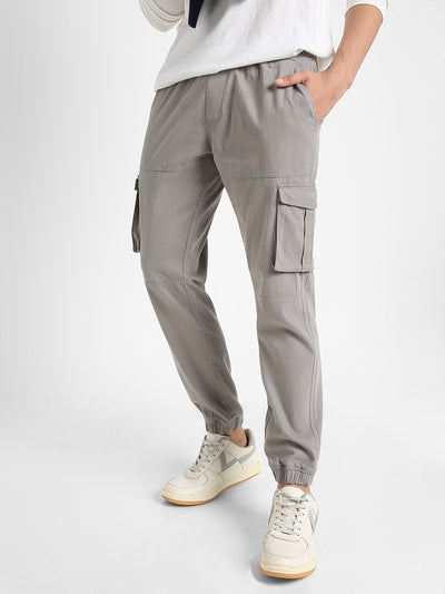 Men's Graphite Grey Solid Cargo Joggers