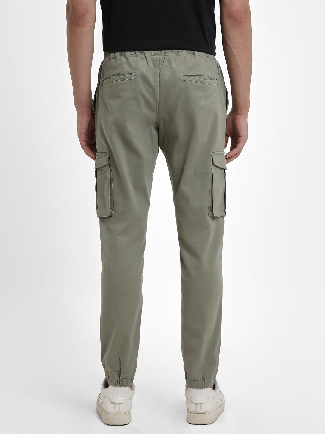 Men's Sage Green Solid Cargo Joggers