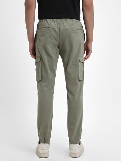 Men's Sage Green Solid Cargo Joggers