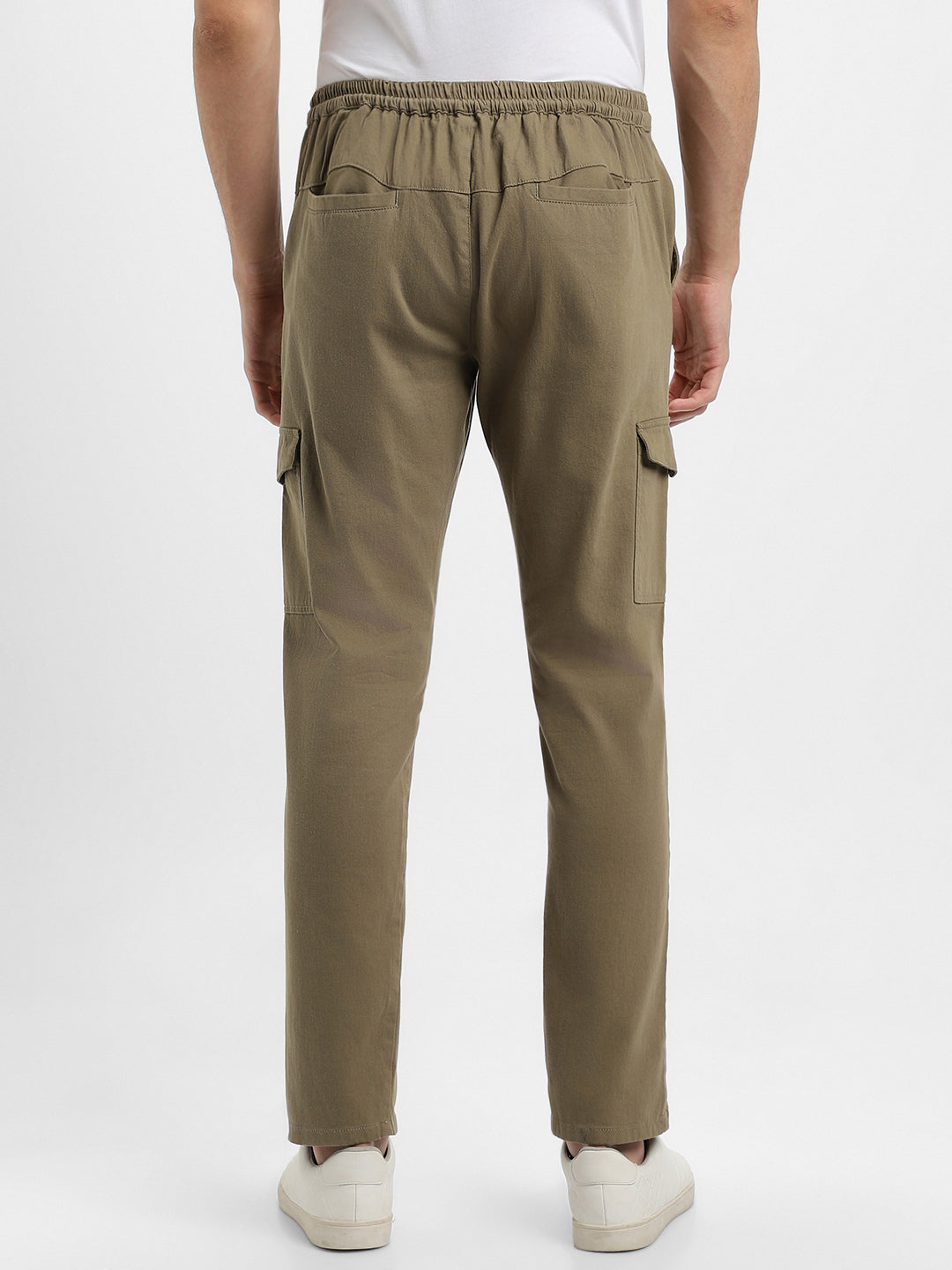 Men's Moss green Solid Cargo Trousers