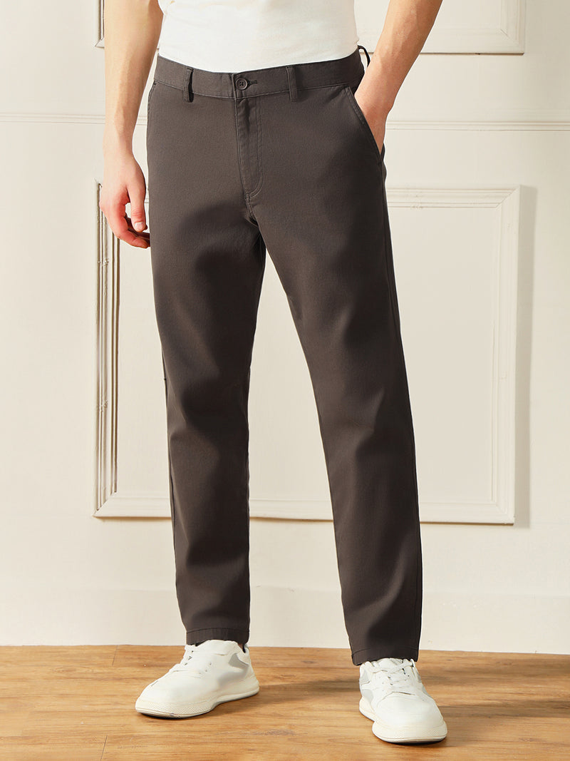 Men's Graphite Grey Solid Casual Trousers