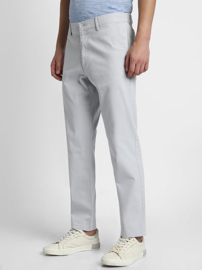 Men's Light grey Solid Slim Fit Stretchable Trouser