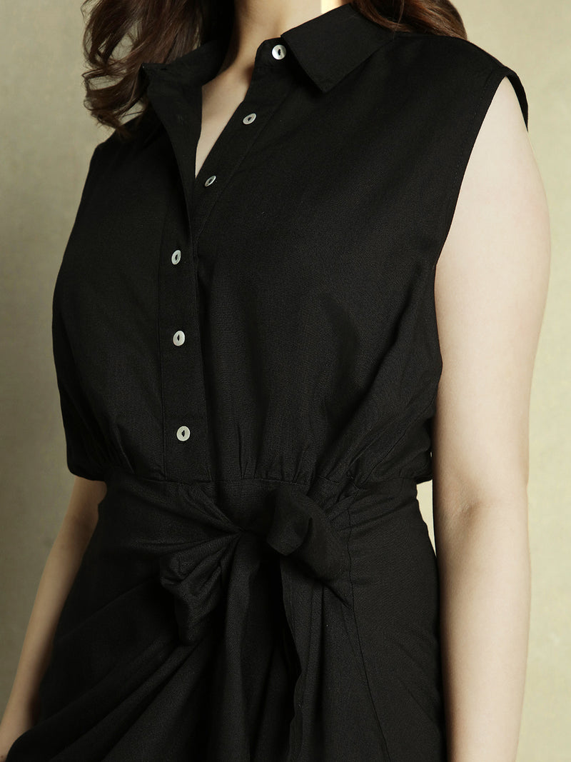 DL Woman Black Shirt collar Mini Dress