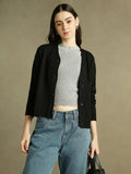 DL Woman V- Neck Solid Cardigan Sweater