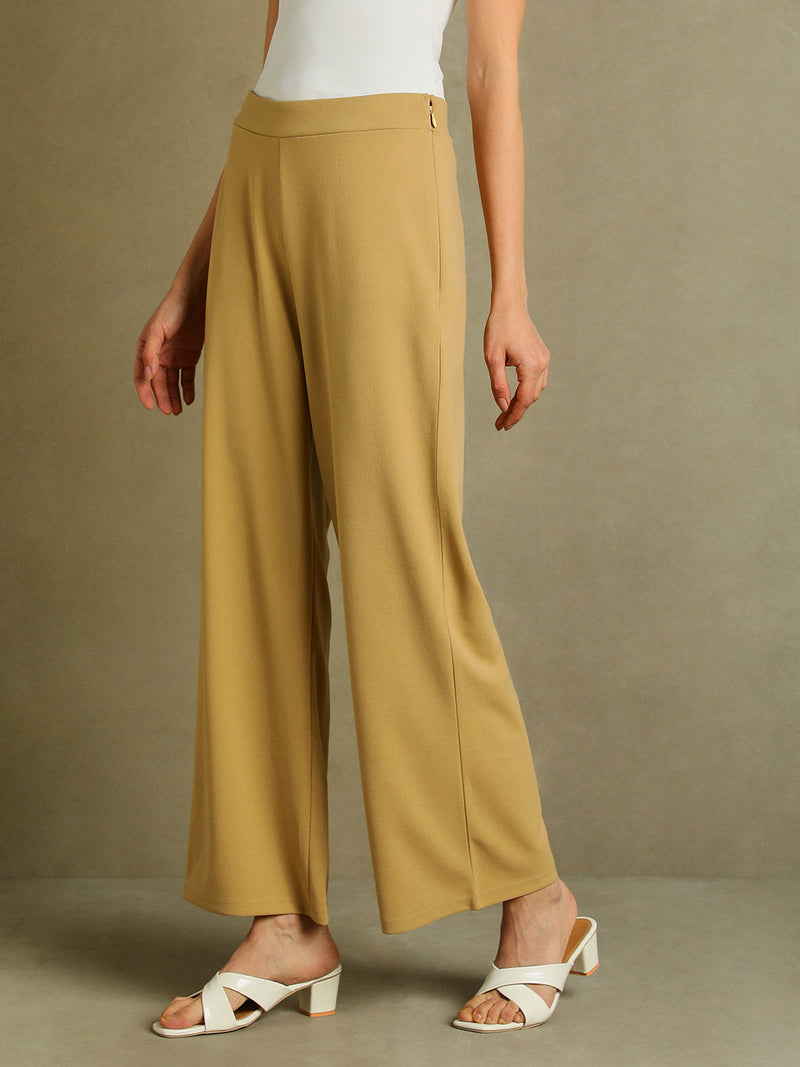 DL Woman Khaki Solid Women Trousers