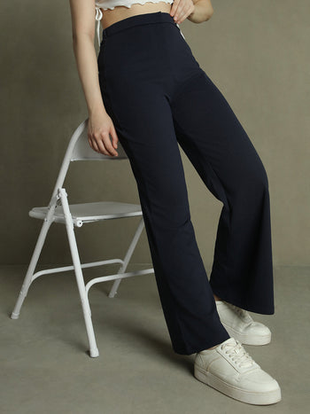 DL Woman Navy blue Flared Trousers