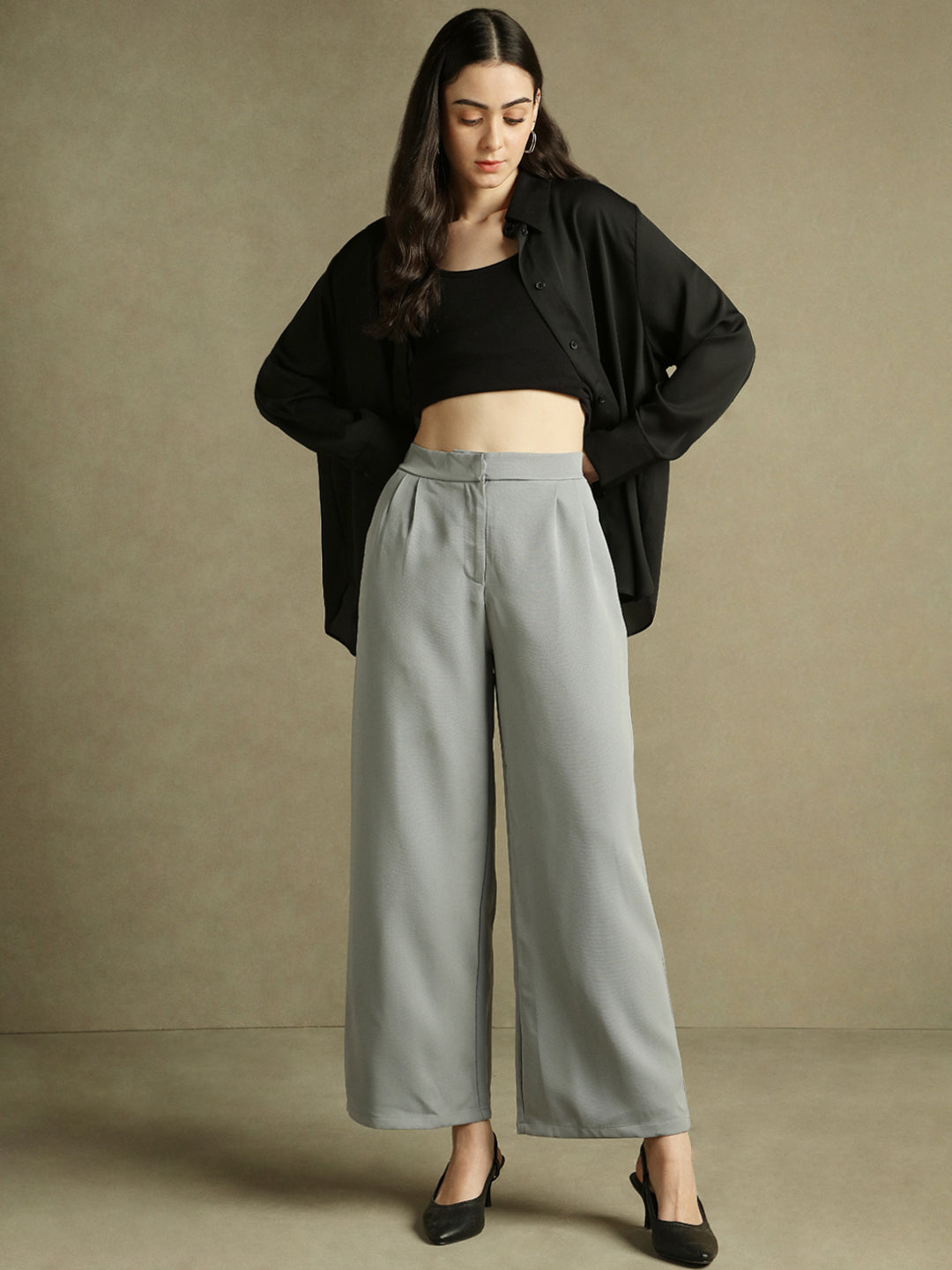 DL Women Grey Flared Women Trousers