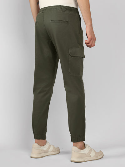 Men's Light Olive Solid Slim Fit Cargo Jogger