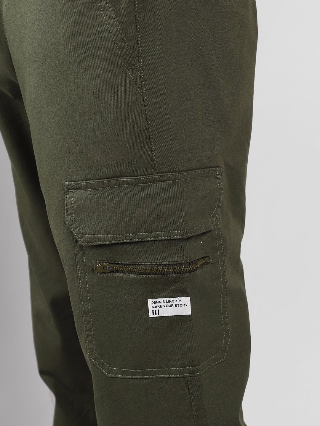 Men's Light Olive Solid Slim Fit Cargo Jogger