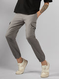 Men's Light Grey Solid Slim Fit Cargo Jogger