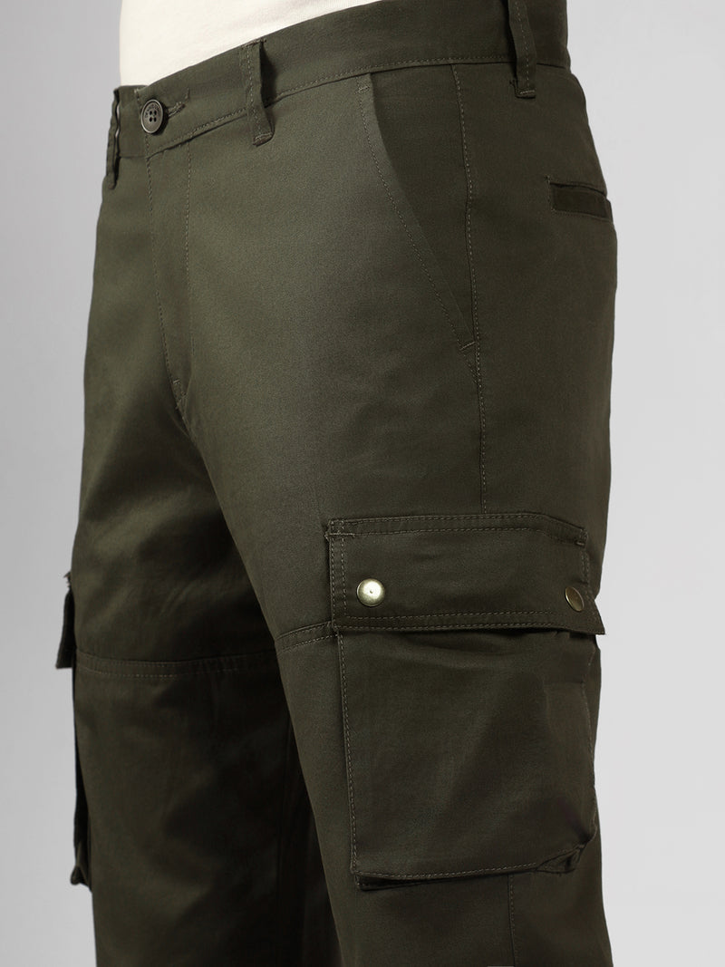 Men's Light Olive Solid Slim Fit Cargo Jogger