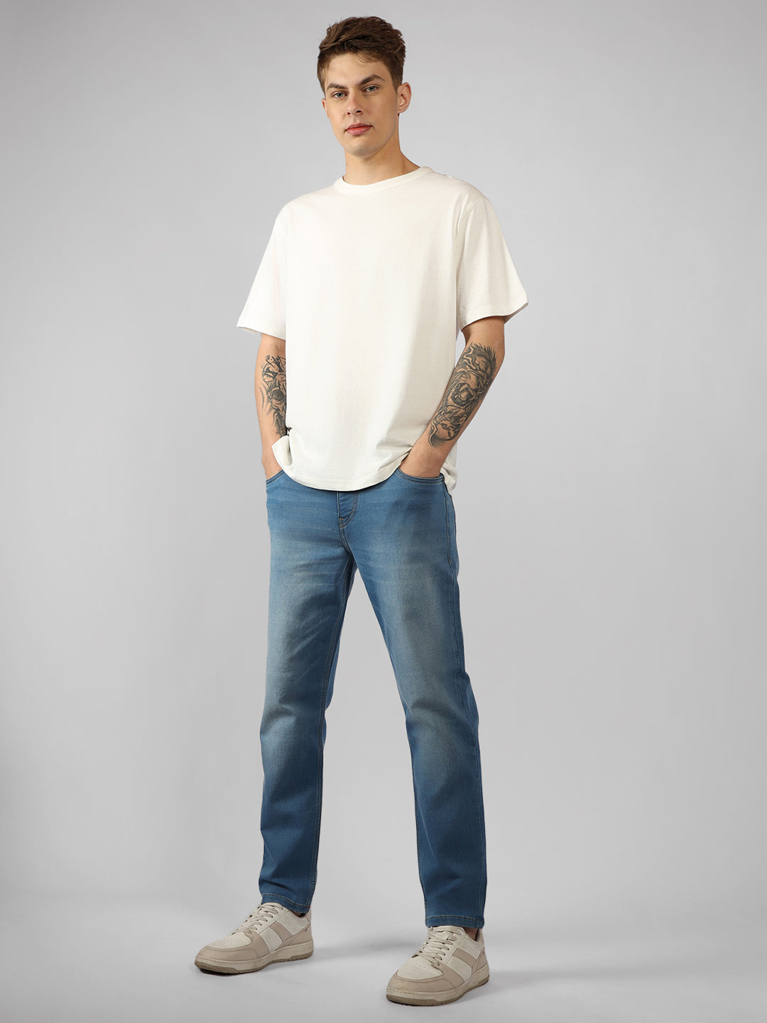 Men's Indigo Solid Slim Fit Jeans