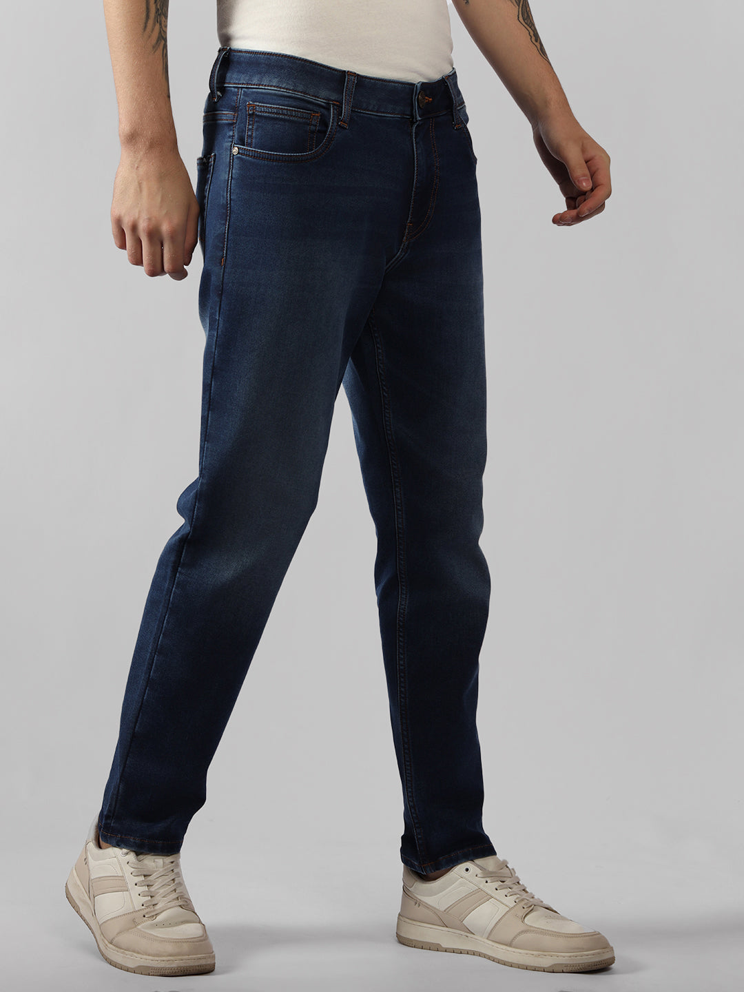 Men's Indigo Solid Slim Fit Jeans