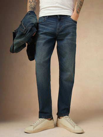 Men's Indigo Blue Straight Fit Jeans