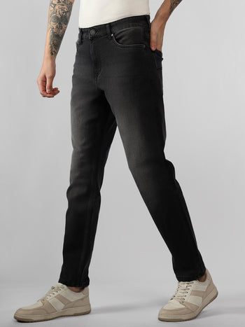 Men's Grey Solid Slim Fit Jeans