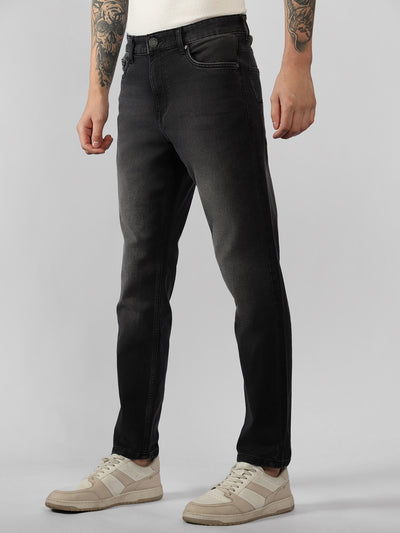 Men's Grey Solid Slim Fit Jeans