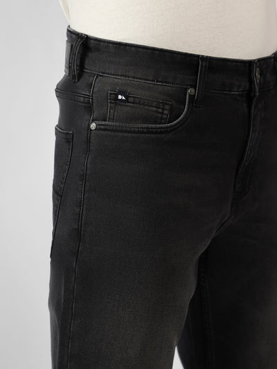 Men's Grey Solid Slim Fit Jeans