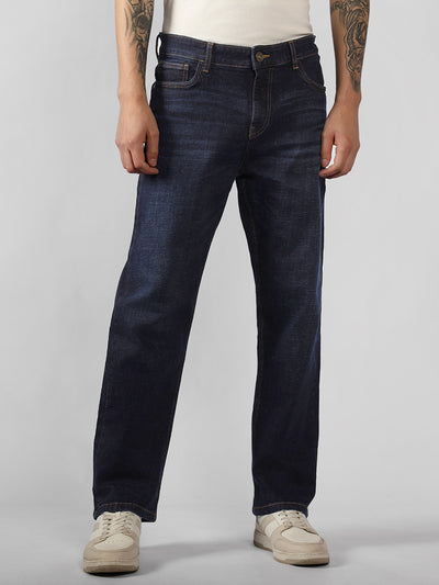 Men's Indigo Solid Straight Fit Jeans