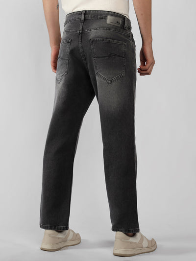 Men's Grey Solid Straight Fit Jeans