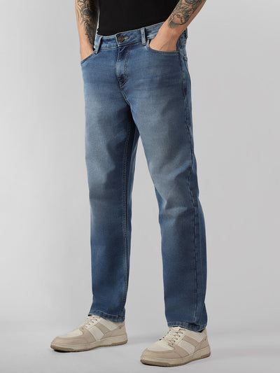 Men's Indigo Solid Straight Fit Jeans