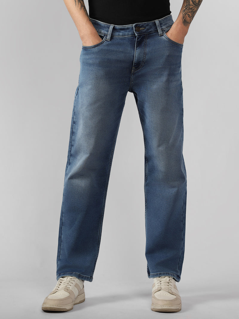 Men's Indigo Solid Straight Fit Jeans