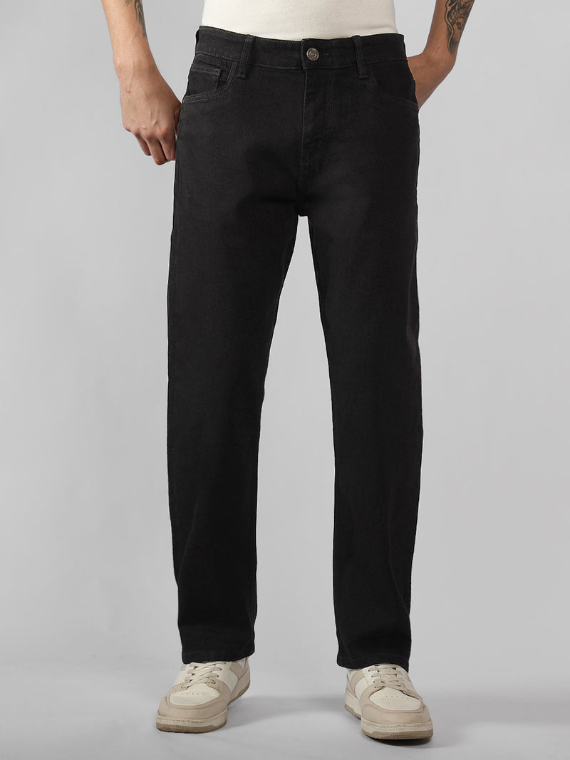 Men's Grey Solid Straight Fit Jeans