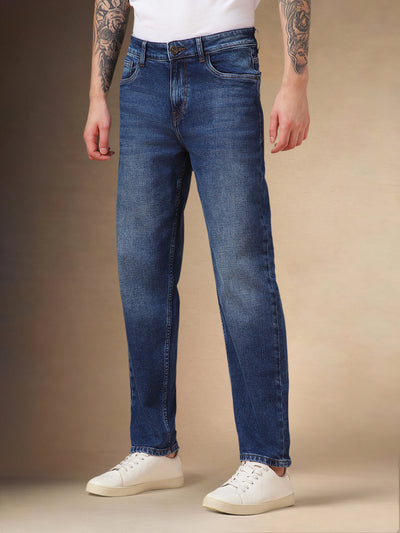 Men's Indigo Blue Straight Fit Jeans