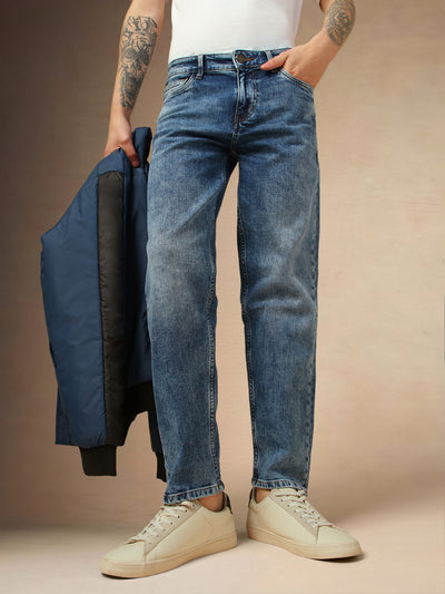 Men's Indigo Blue Straight Fit Jeans